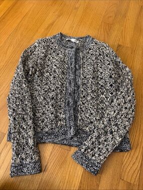 Zara Black and White Marled Knit Cardigan